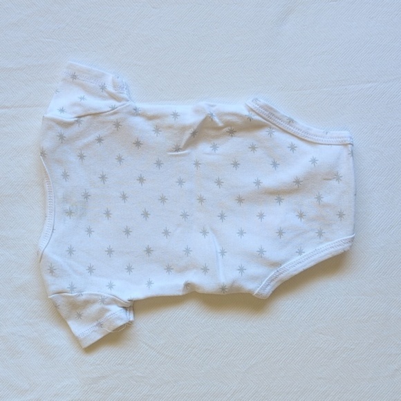 petit lem modern star white cotton short sleeve bodysuit newborn baby unisex - Picture 5 of 5